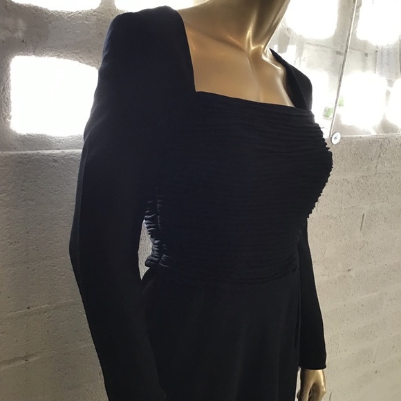 DEADSTOCK VINTAGE RENA LANGE BERGDORF GOODMAN WOOL LONG SLEEVE KNEE LENGTH DRESS - Picture 6 of 15